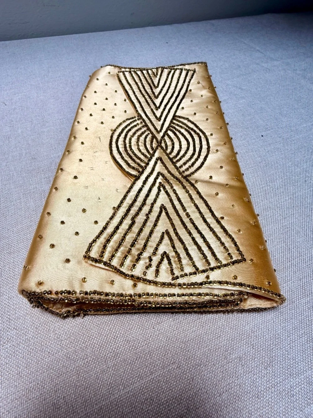 Vintage Art Deco Style Gold La Regale Beaded Clutch Evening Bag